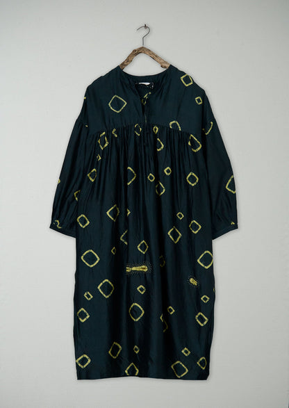 Renewed Hand Shibori Silk Dress XS (115) | Multi