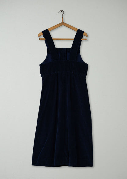 Reworn Cord Pinafore Dress Size 10 (1630) | Navy