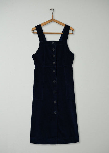 Reworn Cord Pinafore Dress Size 10 (1630) | Navy