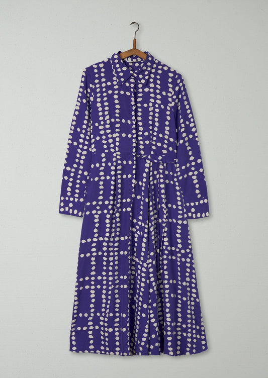 Reworn Spot Silk Dress Size 6 (1426) | Violet