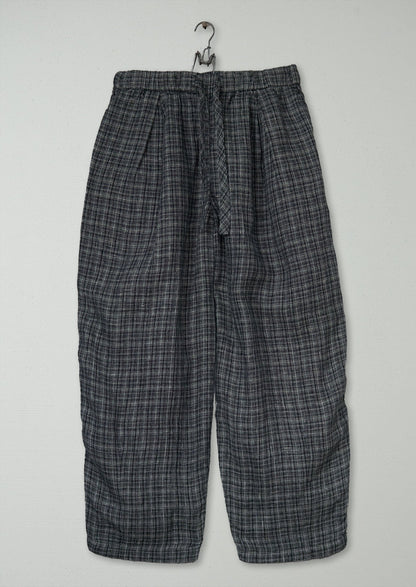 Reworn Check Linen Trousers Size M (1233) | Multi