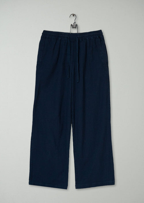 Reworn Mens Brushed Cotton Drawstring Trousers Size XS (083) | Navy