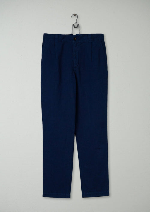 Reworn Pleat Trousers Size S (084) | Navy
