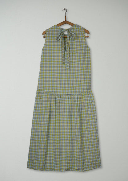 Reworn Elm Check Dress Size 6 (1710) | Ciel Blue