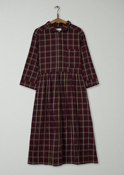 Reworn Cotton Twill Shirt Dress Size 6 (1515) | Deep Plum