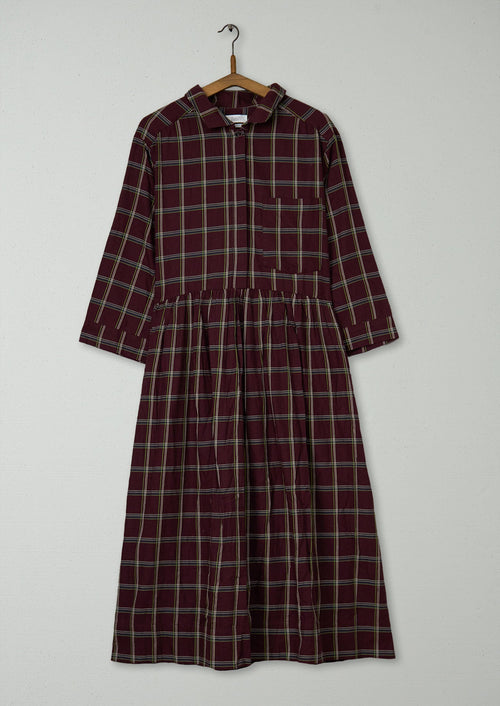Reworn Cotton Twill Shirt Dress Size 6 (1515) | Deep Plum