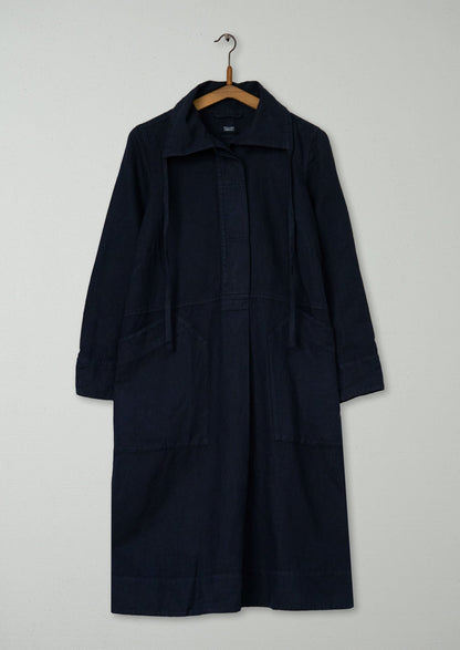 Reworn Drawstring Collar Dress Size S (1830) | Slate