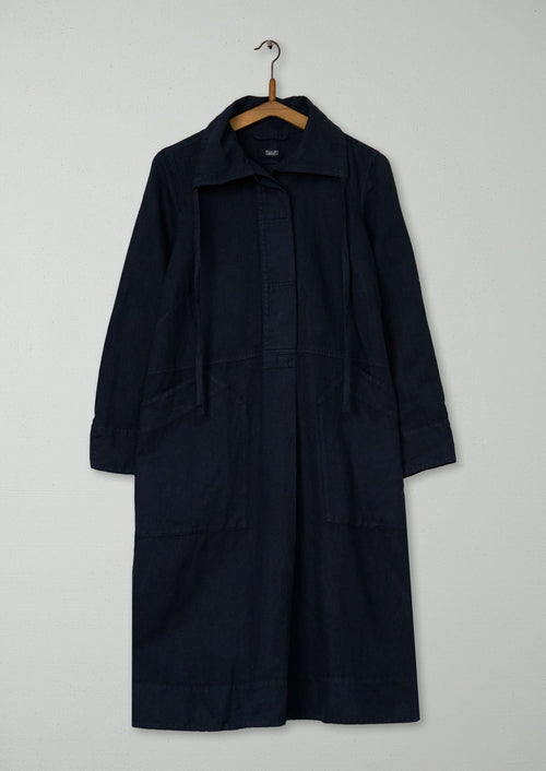 Reworn Drawstring Collar Dress Size S (1830) | Slate
