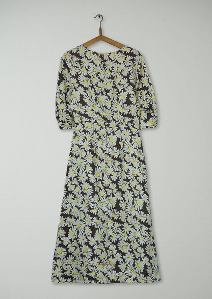 Reworn Rounded Sleeve Painted Daisy Dress Size 8 (1857) | Multi