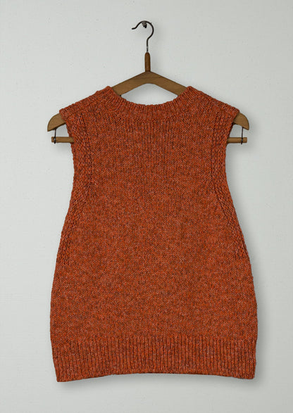 Reworn Chunky Cotton Knitted Tank Size S (591) | Nasturtium