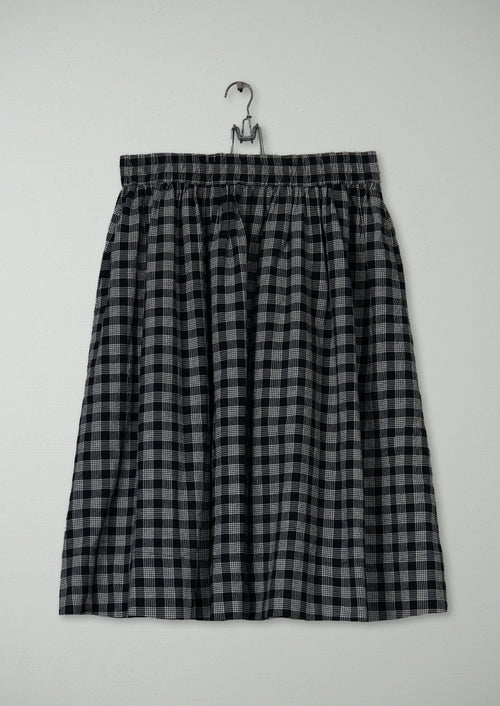 Reworn Check Cotton Wool Skirt Size M (296) | Multi