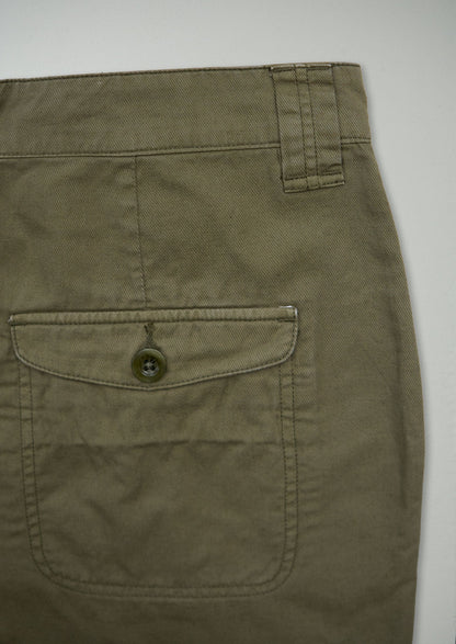 Reworn Cotton Linen Twill Trousers Size 10 (1156) | Olive Leaf