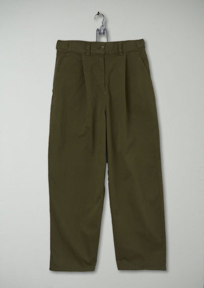 Reworn Side Tab Trousers Size 12 (1026) | Rich Olive