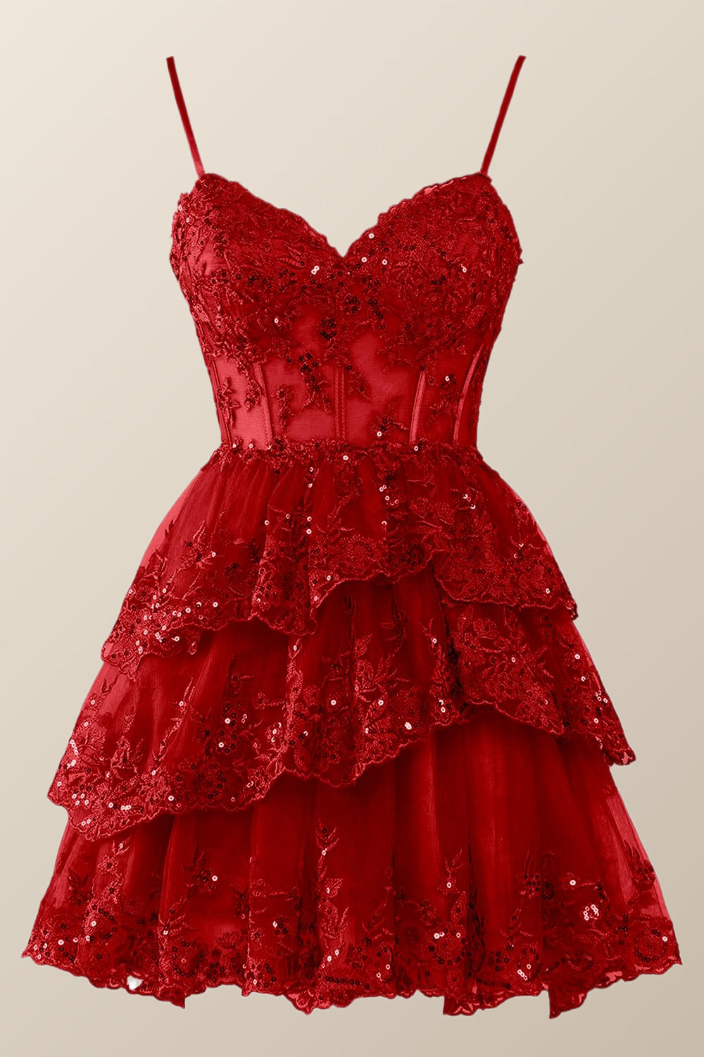 Straps Hot Pink Appliques Tiered Layered Short Princess Dress