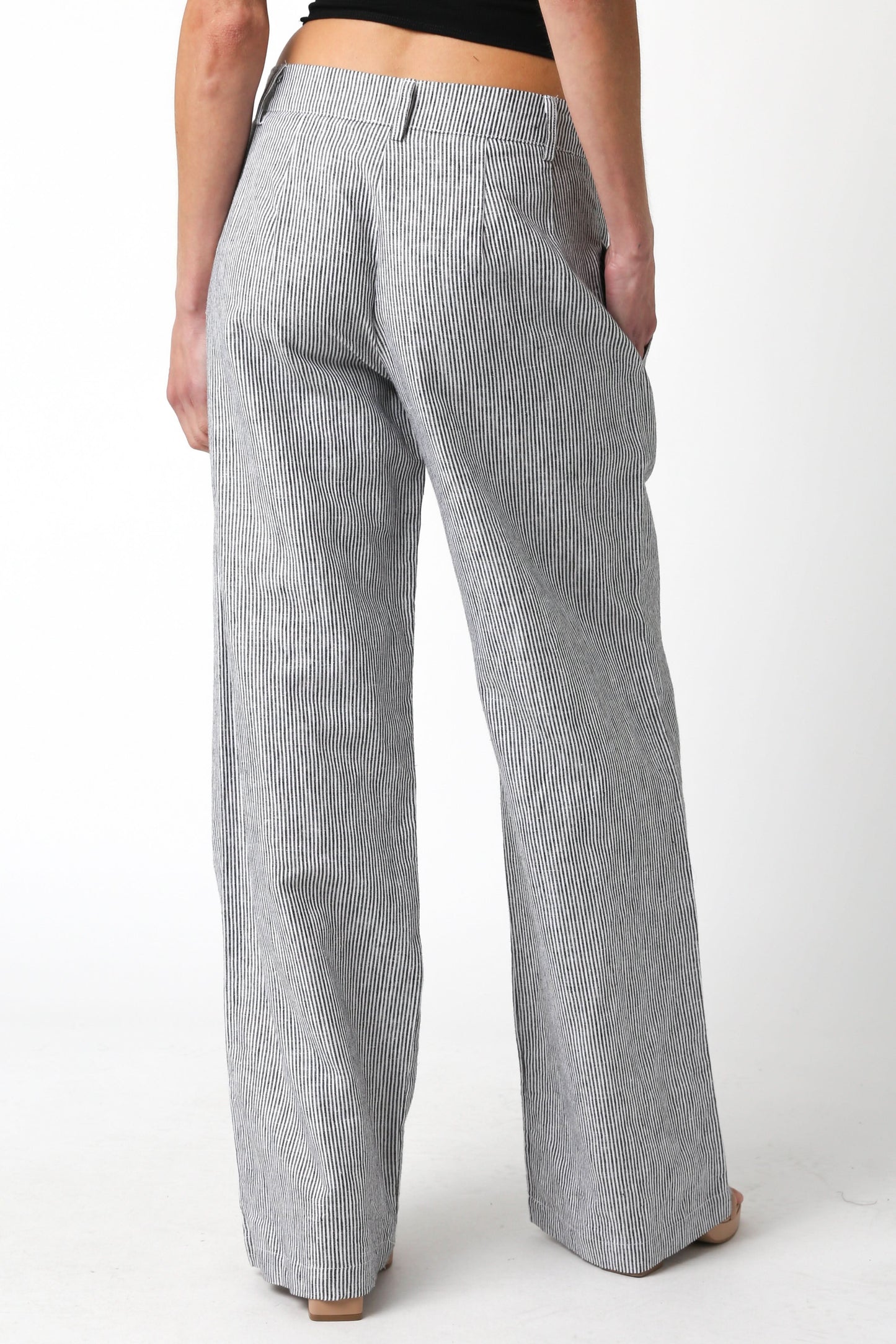 Sweet Nothing Black and White Striped Linen Pants