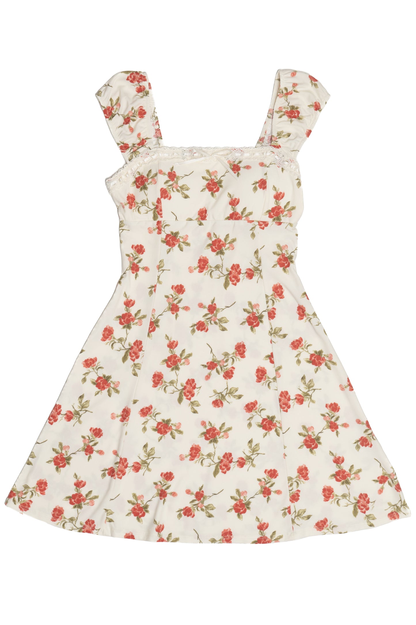 Floral Lace Trim Mini Dress