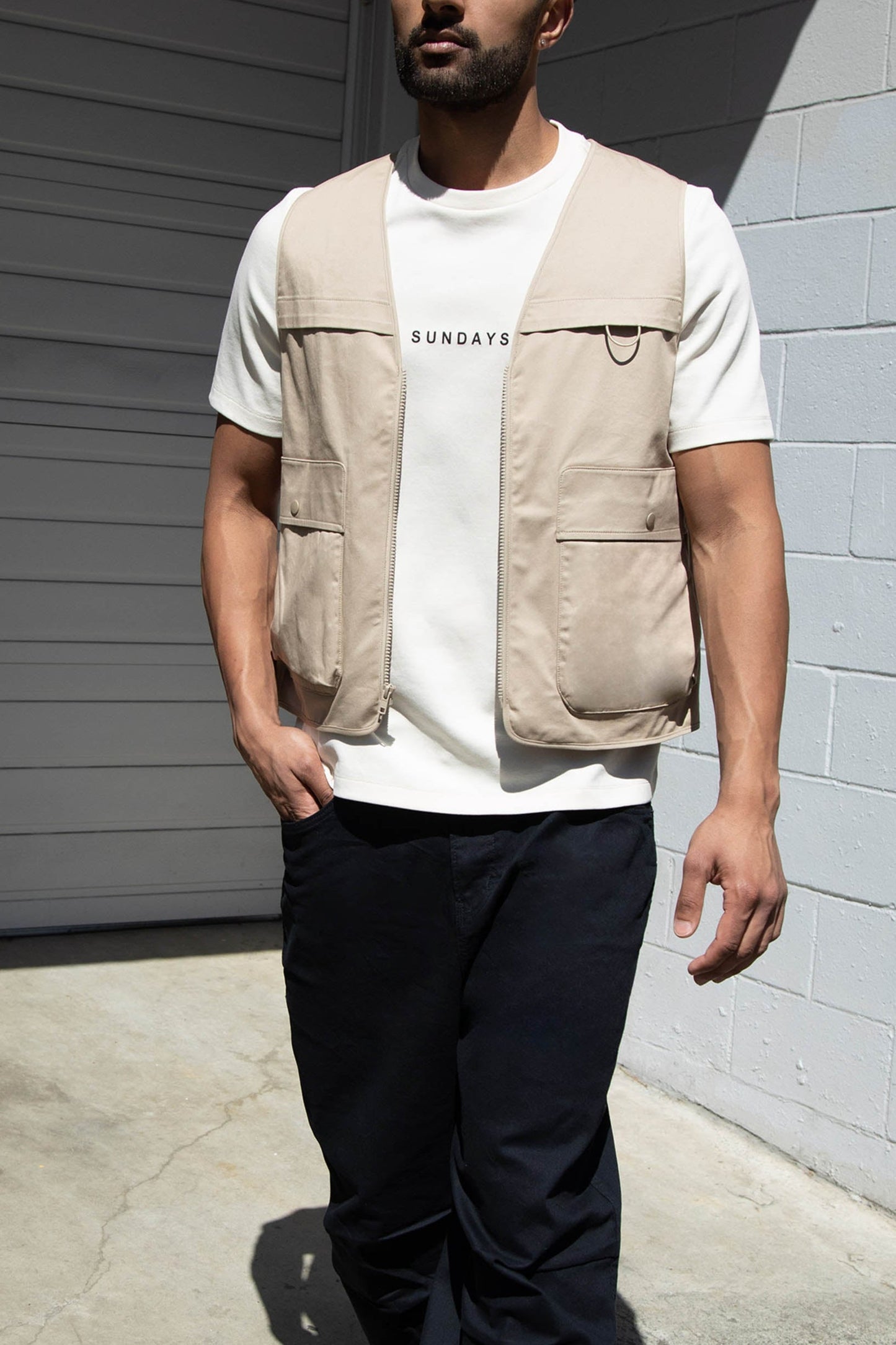 COTTON-TWILL CARGO UTILITY VEST