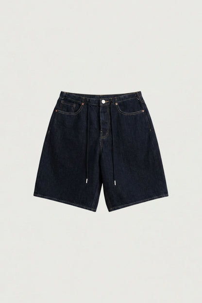 DENIM JORT WITH DRAWSTRING WAIST