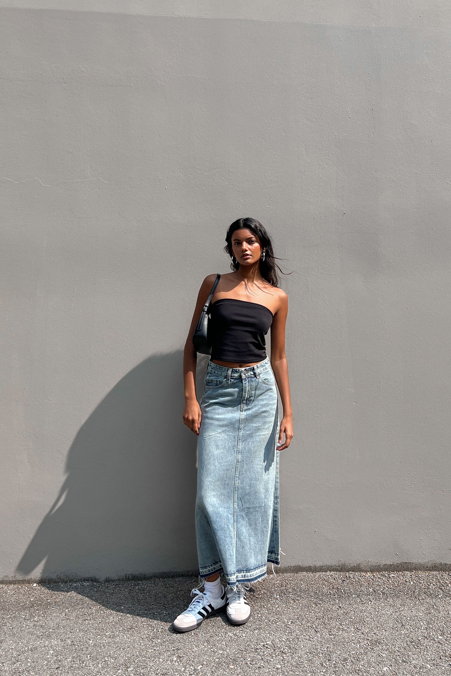 MIDI JEAN SKIRT