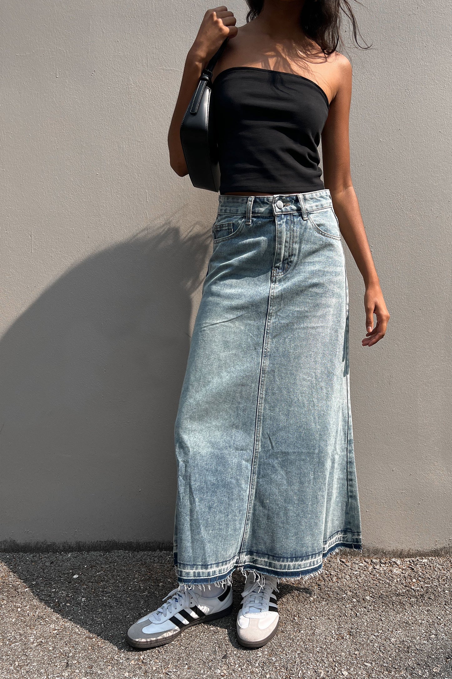 MIDI JEAN SKIRT