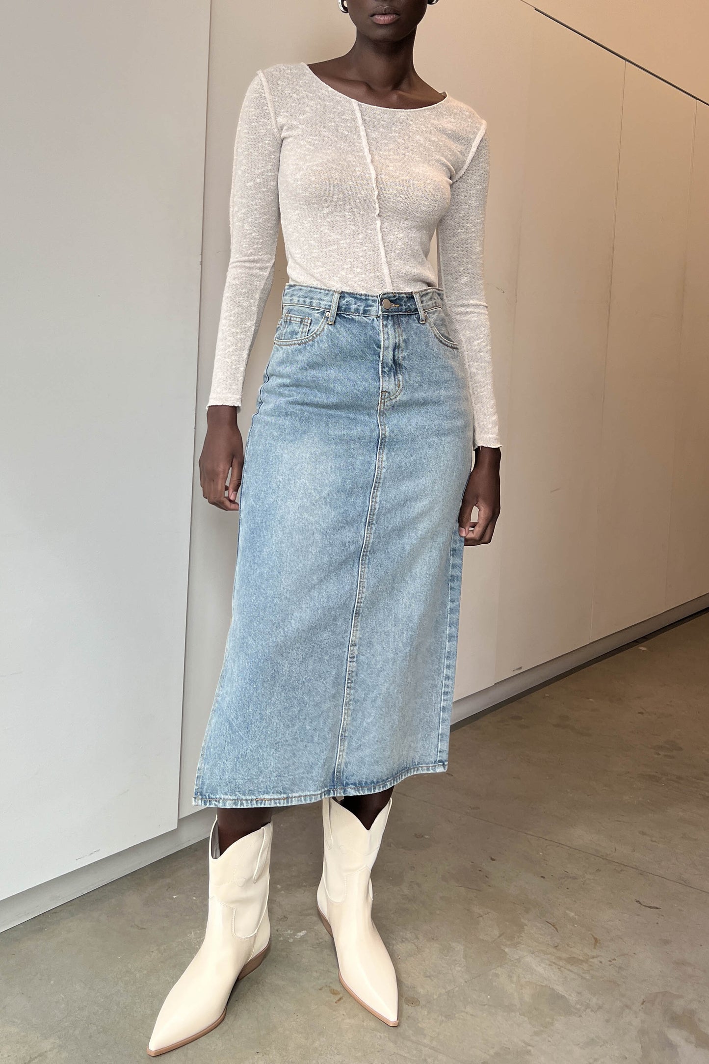 MIDI JEAN SKIRT
