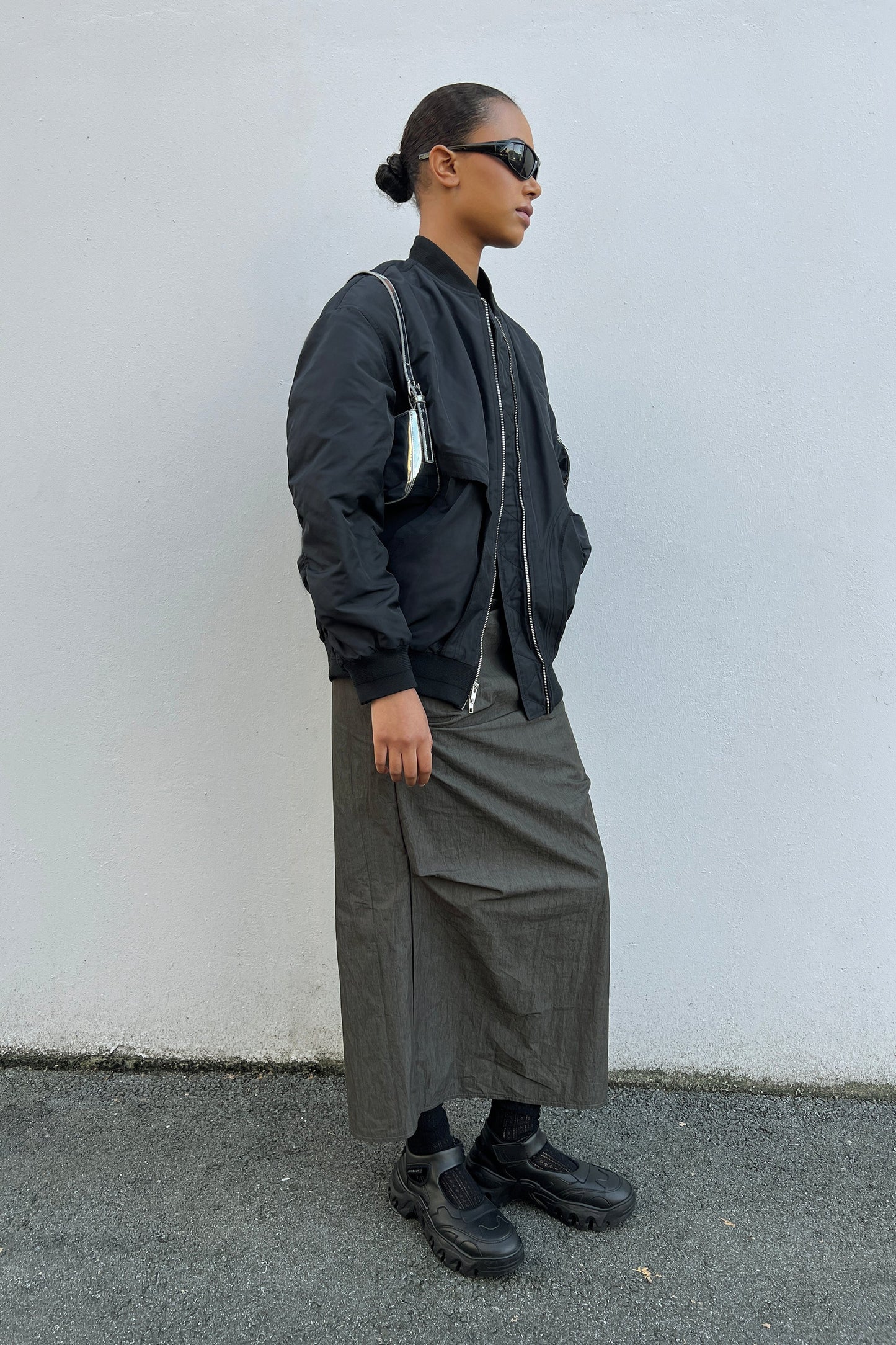 MIDI NYLON PENCIL SKIRT