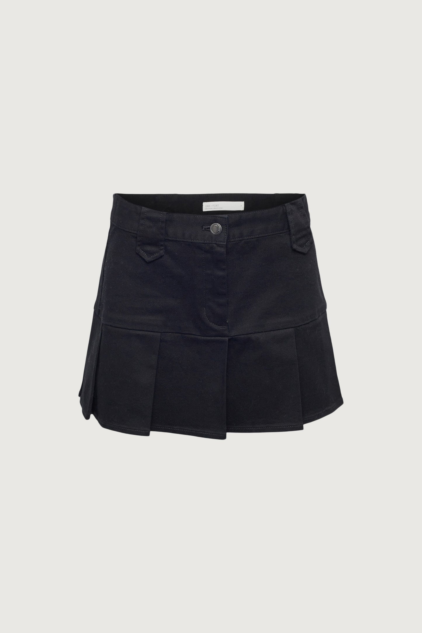 COTTON TWILL PLEATED MINI SKIRT