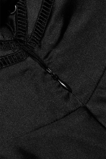 Straps Black Lace-up Back A-line Long Dress