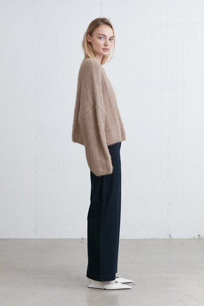 FUZZY RIBBED SWEATER