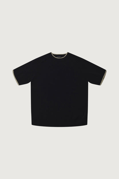 CONTRAST TRIM SHORT SLEEVE SWEATER