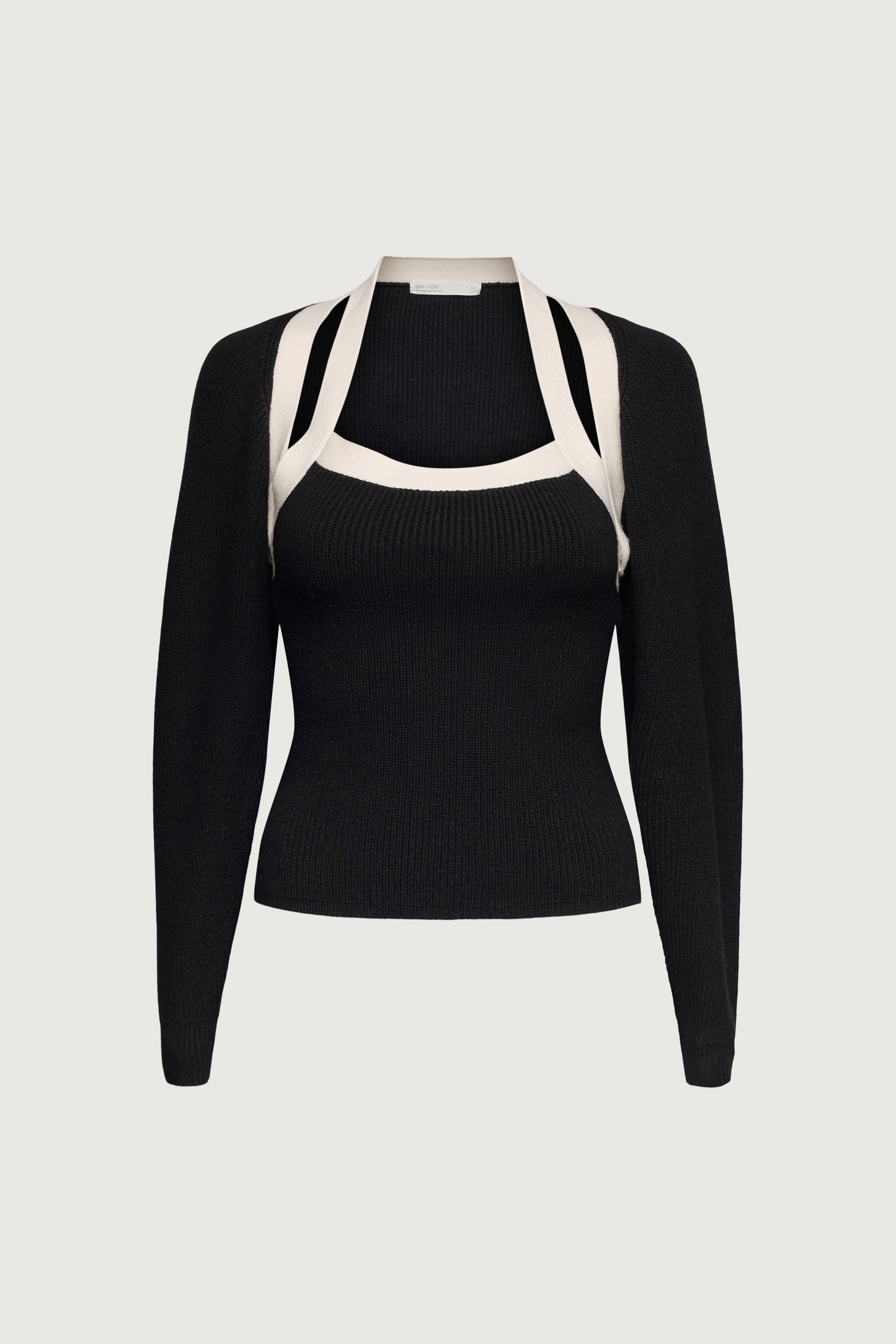 CONTRAST TRIM KNIT BOLERO & TANK TWO PIECE SET