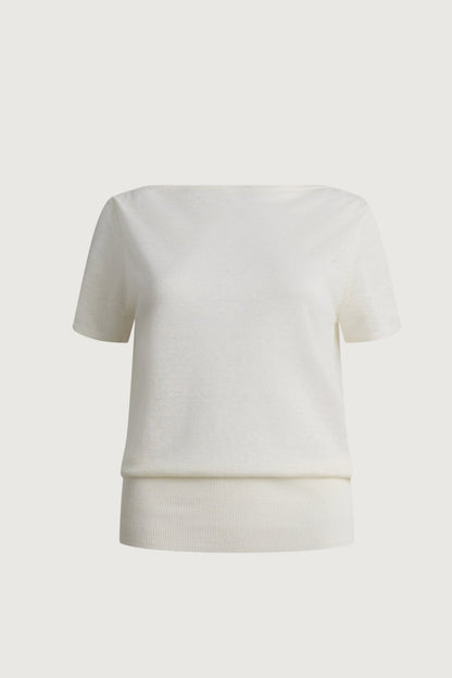 LINEN BLEND SHORT SLEEVE SWEATER