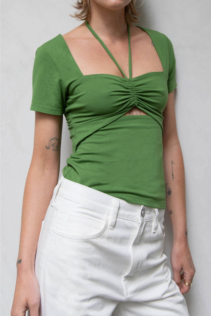 HALTER NECK CUTOUT TEE
