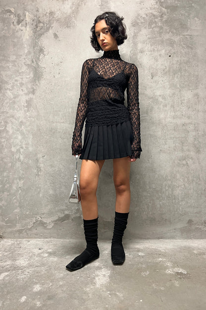 MOCKNECK LACE MESH TOP