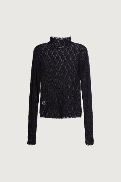 MOCKNECK LACE MESH TOP