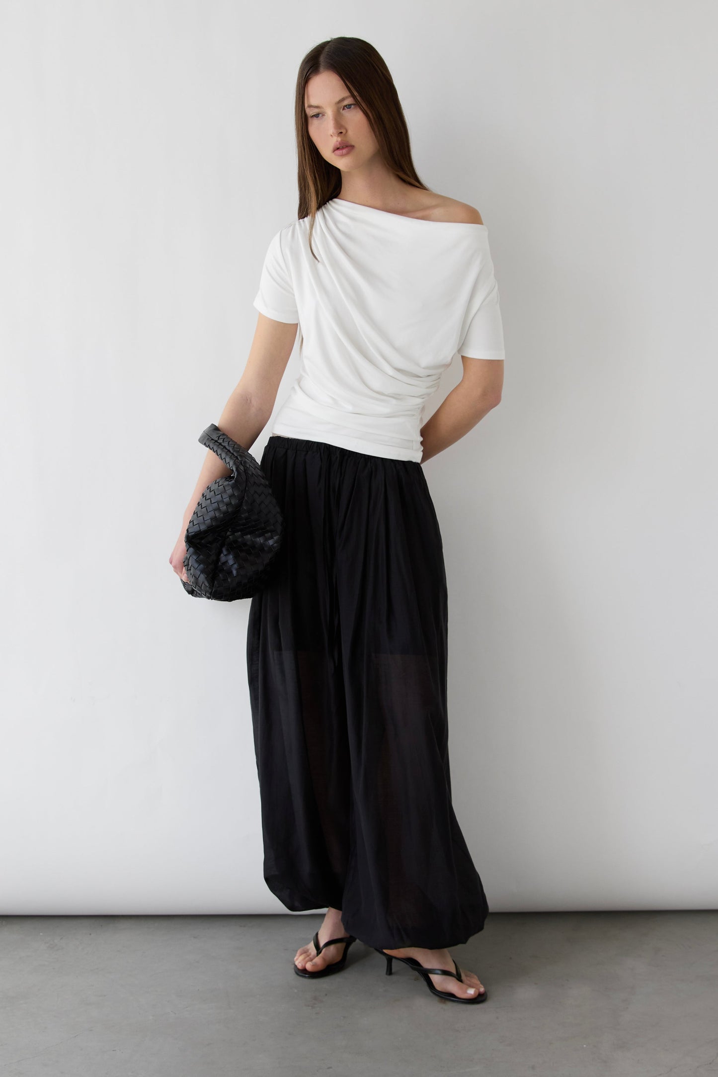 BOAT NECK TOP WITH SHIRRED SIDE DETAIL