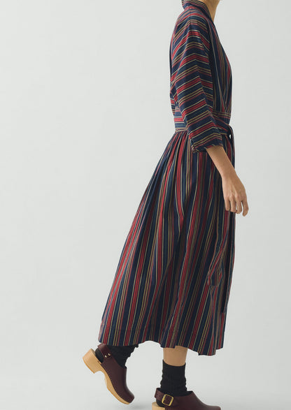Pantry Stripe Cotton Wrap Dress | Provence Blue