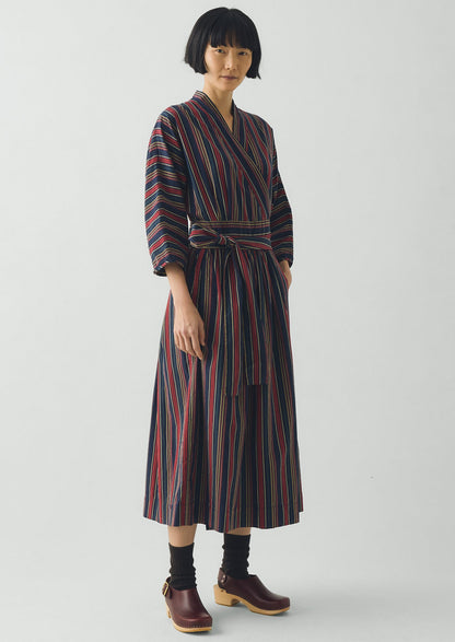 Pantry Stripe Cotton Wrap Dress | Provence Blue