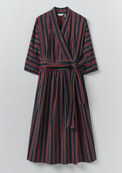 Pantry Stripe Cotton Wrap Dress | Provence Blue