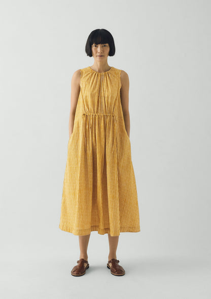 Martha Natural Dye Stripe Cotton Dress | Turmeric