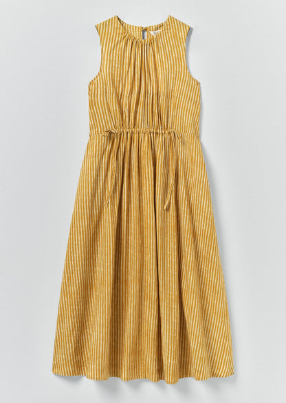 Martha Natural Dye Stripe Cotton Dress | Turmeric