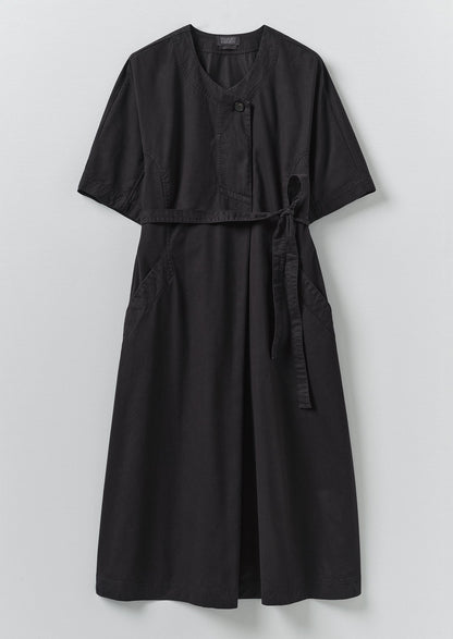 Tie Waist Cotton Twill Dress | Slate