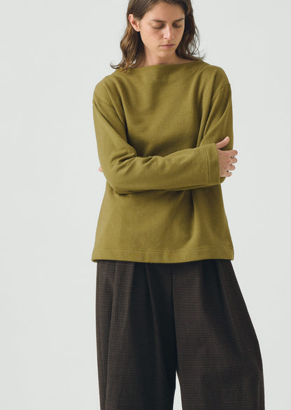 Mock Neck Cotton Hemp Sweater | Warm Olive