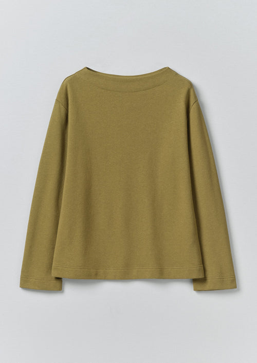 Mock Neck Cotton Hemp Sweater | Warm Olive