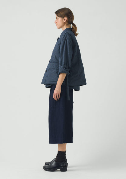 Railroad Stripe Side Tie Vest | Denim Blue