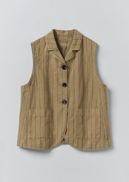 Stripe Cotton Linen Waistcoat | Fennel Seed