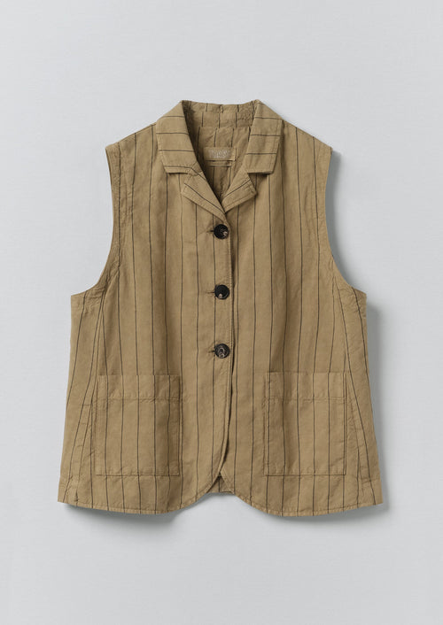 Stripe Cotton Linen Waistcoat | Fennel Seed