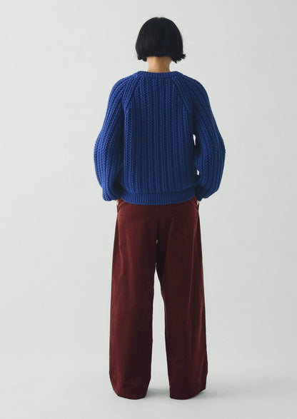 Racked Rib Wool Cotton Sweater | Cobalt
