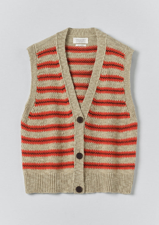 Jacquard Stripe Linen Cotton Tank | Red Multi