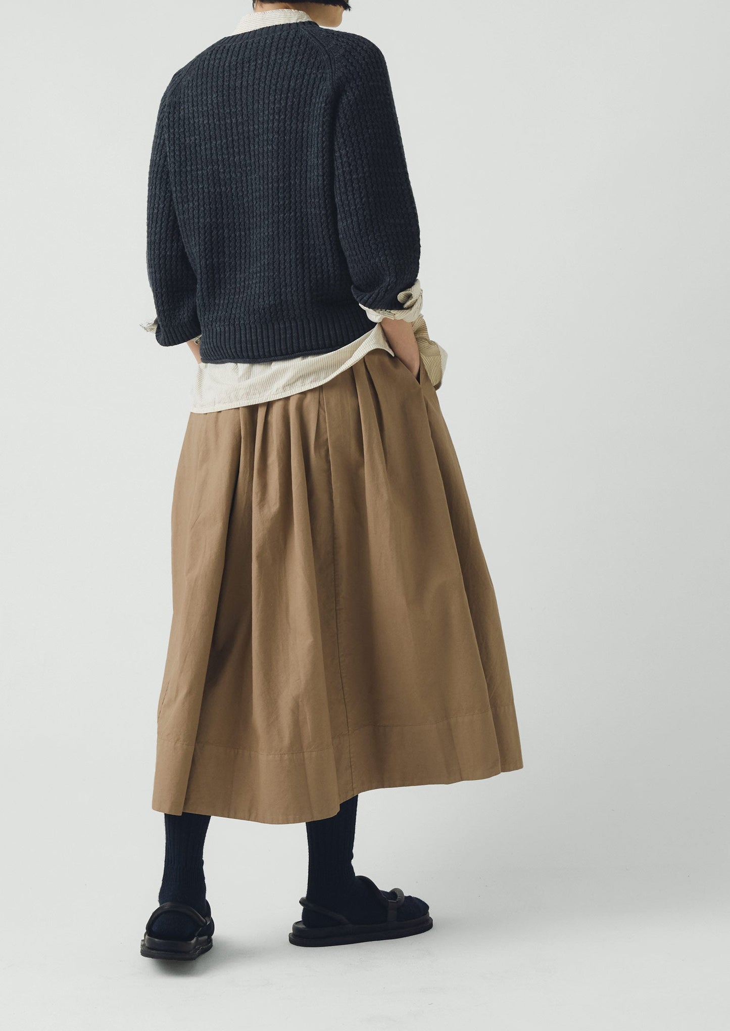Textured Rib Linen Cotton Sweater | Dark Navy